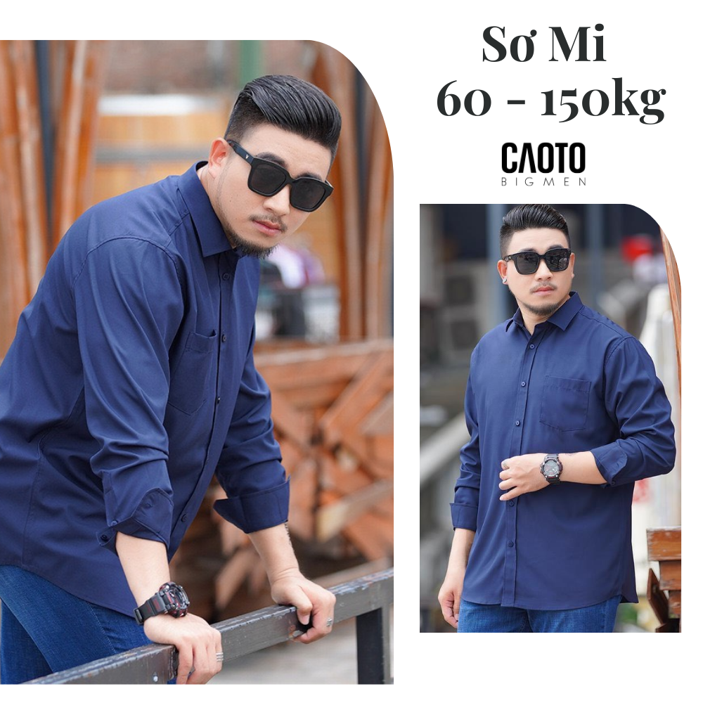  Áo Sơ Mi Nam Xanh Đậm Dài tay Size Lớn 2XL 3XL 4XL 5XL 6XL 