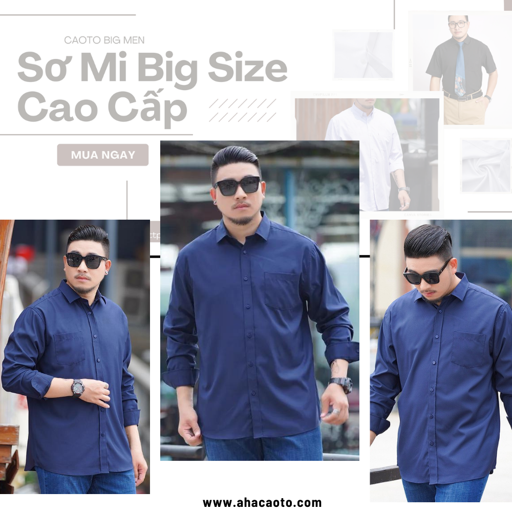  Áo Sơ Mi Nam Xanh Đậm Dài tay Size Lớn 2XL 3XL 4XL 5XL 6XL 