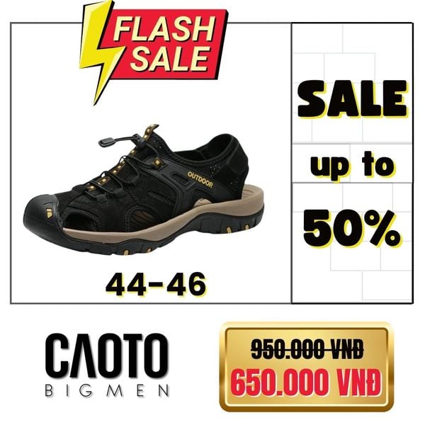  (SALE OFF) Sandal Bít Mũi Outdoor Màu Đen Big Size Men 