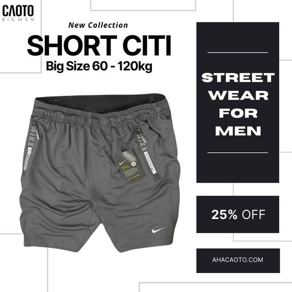  QUẦN SHORT XÁM CITI MATE THỂ THAO BIG SIZE 