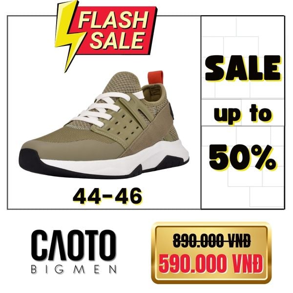  (SALE OFF) Giày Thể Thao Justin Chạy Bộ Màu Khaki Big Size Men 