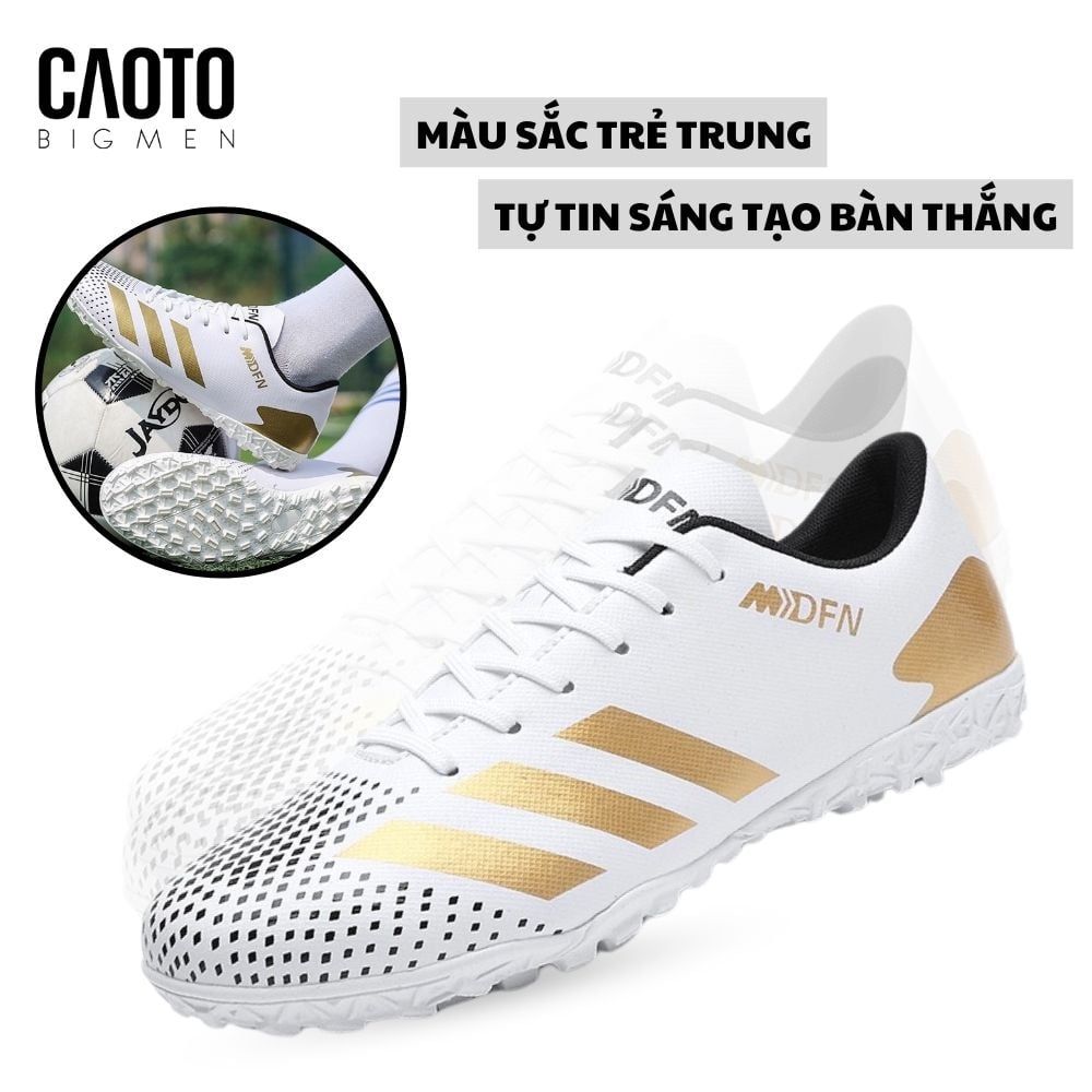  Giày Đá Banh Sân Cỏ Futsal MIDFN Màu Trắng Vàng Big Size 