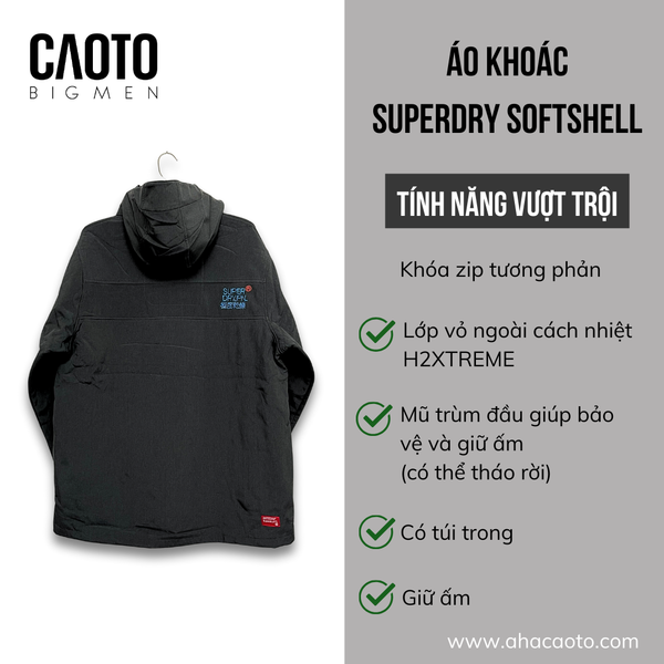  Áo Khoác SuperDry Windtrekker Đen Xước Size Lớn XXXL 