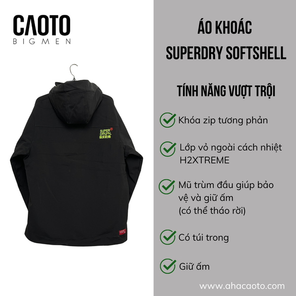  Áo Khoác SuperDry Windtrekker Đen Size Lớn XXXL 