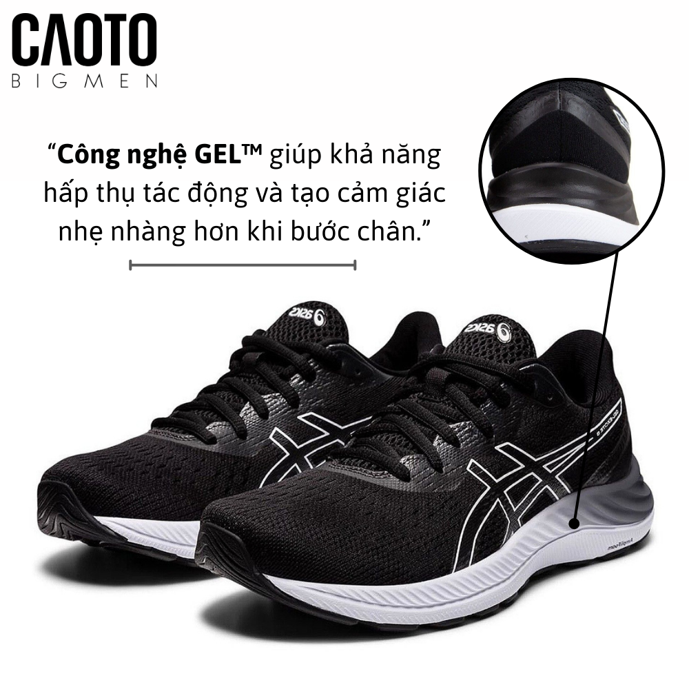  Giày Thể Thao Asics Gel Excite 8 Black White Big Size 