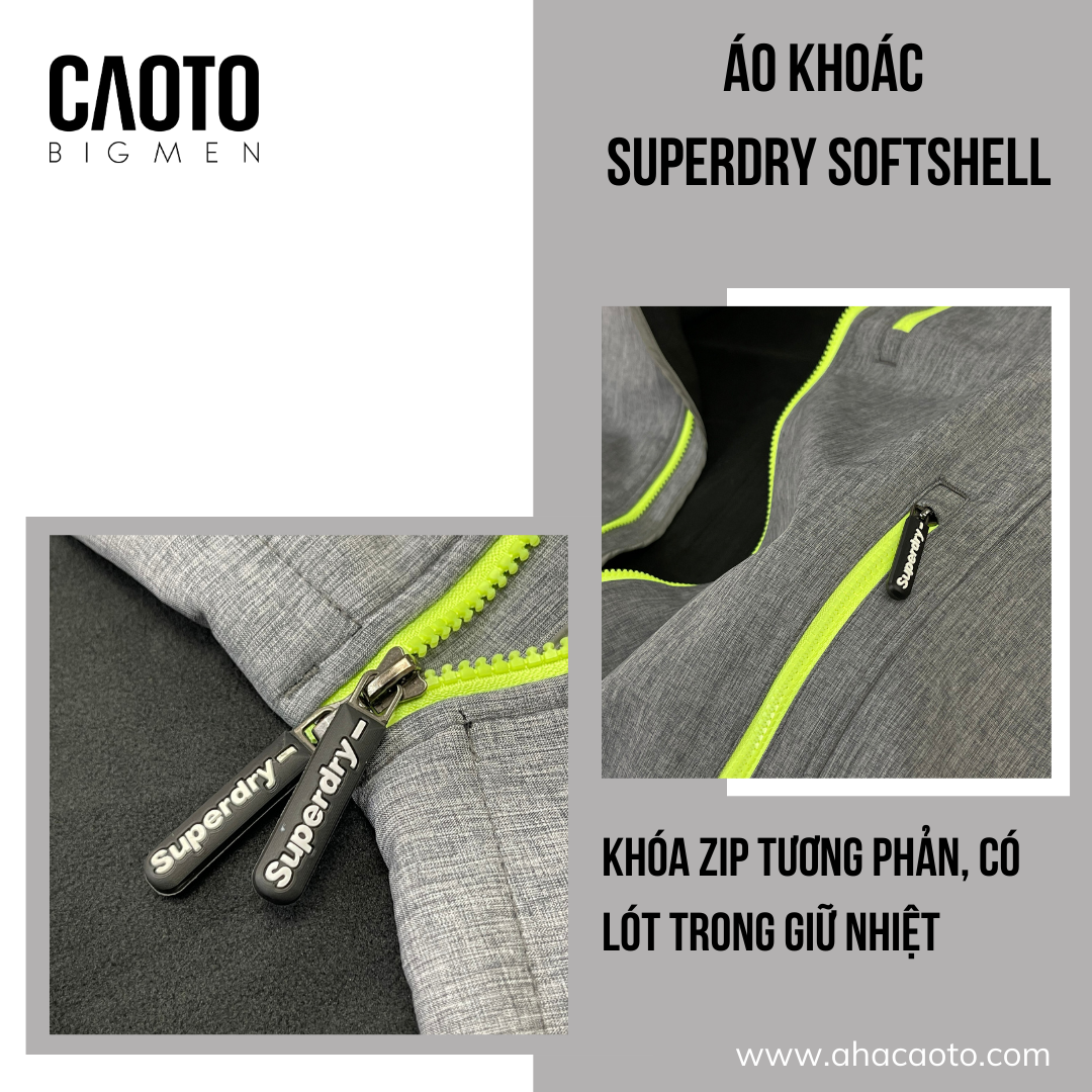  Áo Khoác SuperDry Windtrekker Xám Xước Size Lớn XXXL 