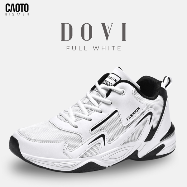 Giày thể thao nam big size Dovi Full White phối màu trắng tinh tế.
