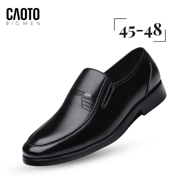  (Giày Da Big Size) Giày Tây Xỏ Sip On Leather Shoes Franko Màu Đen Big Size 