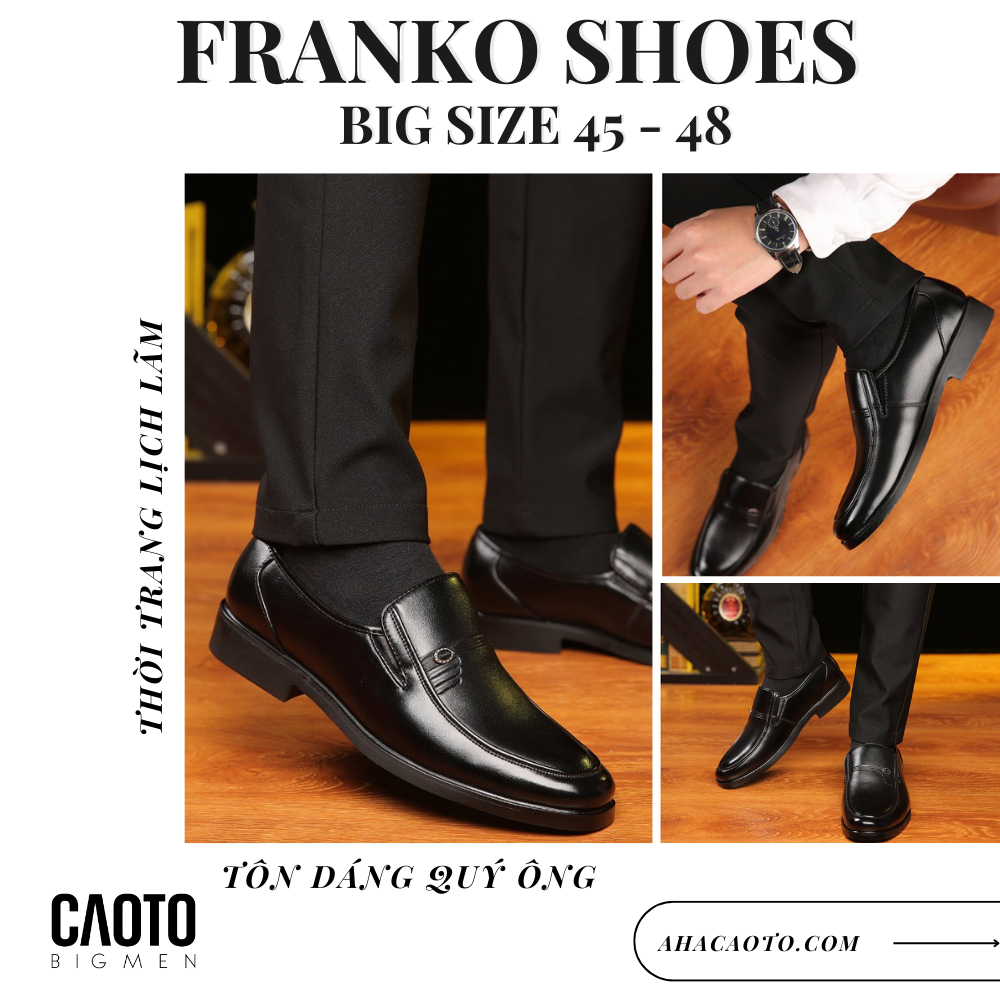  Giày Tây Xỏ Sip On Leather Shoes Franko Màu Đen Big Size 