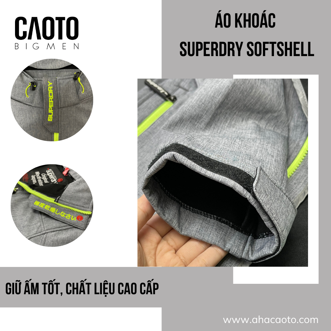  Áo Khoác SuperDry Windtrekker Xám Xước Size Lớn XXXL 