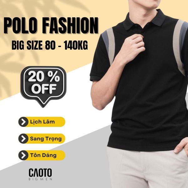  Áo Polo Đường Viền Sang Trọng Màu Đen Big Size 80-140KG 