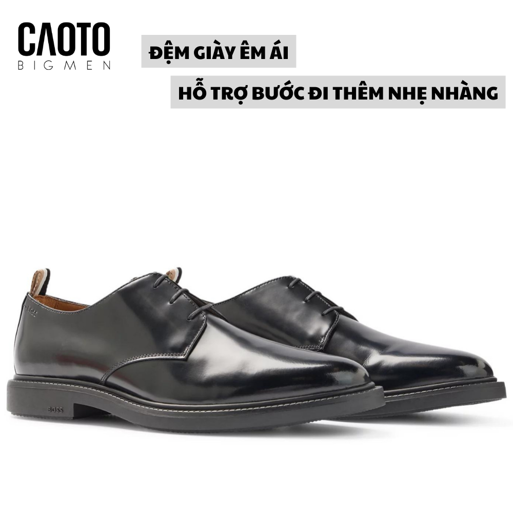  (SALE OFF) Giày Tây Hugo Boss Da Thật Màu Đen Công Sở Big Size 