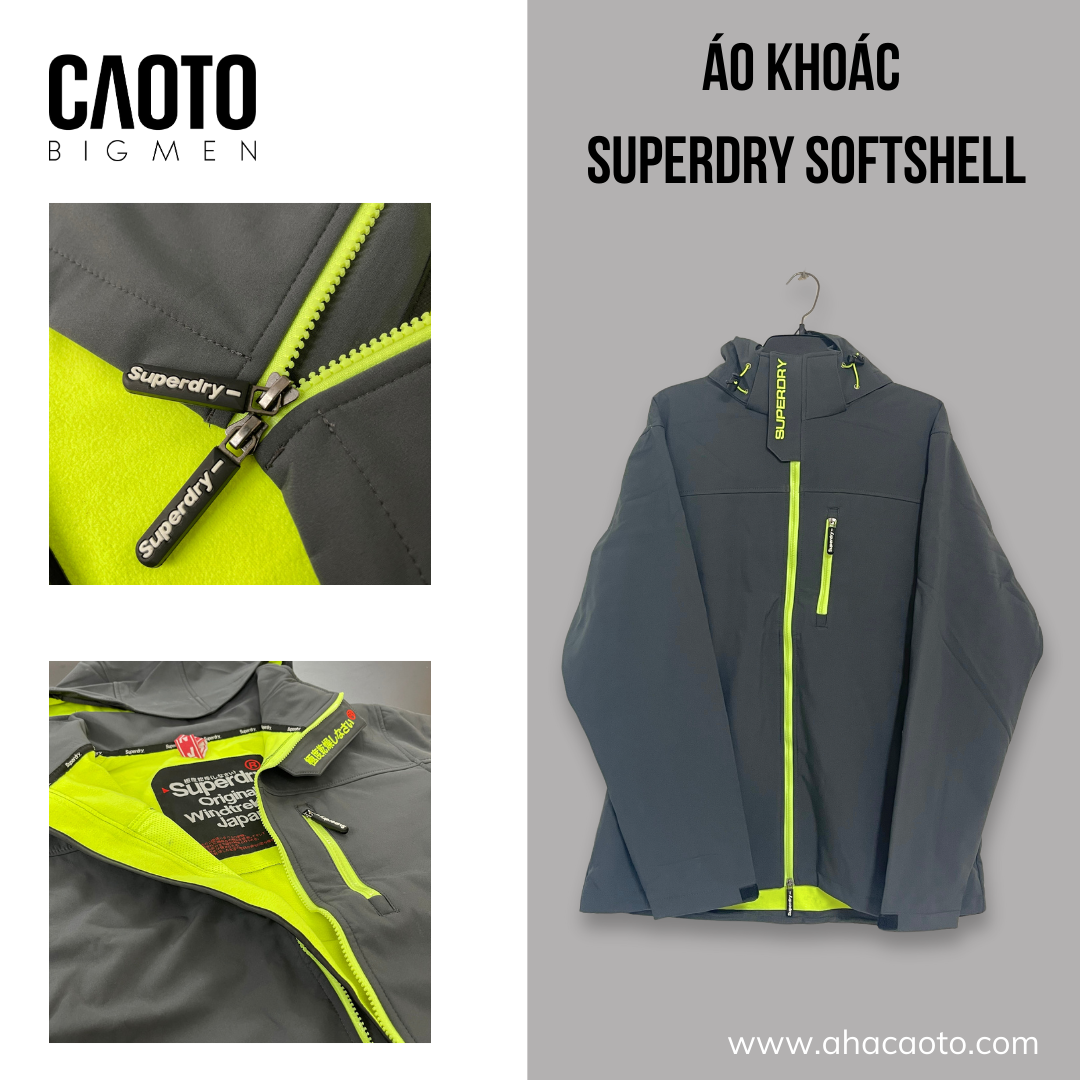  Áo Khoác SuperDry Windtrekker Xám Size Lớn XXXL 