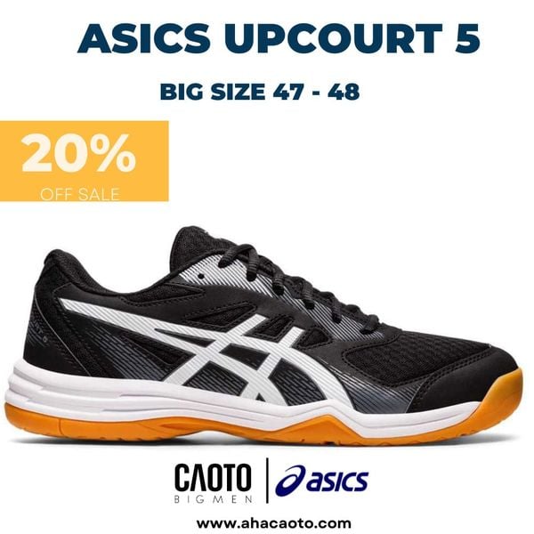  Giày Thể Thao Asics Up Court 5 Black/White Big Size 