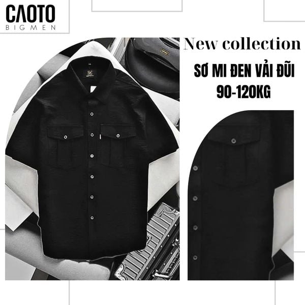  Sơ Mi Đen Vải Đũi Bigsize 90-120KG (New Collection) 