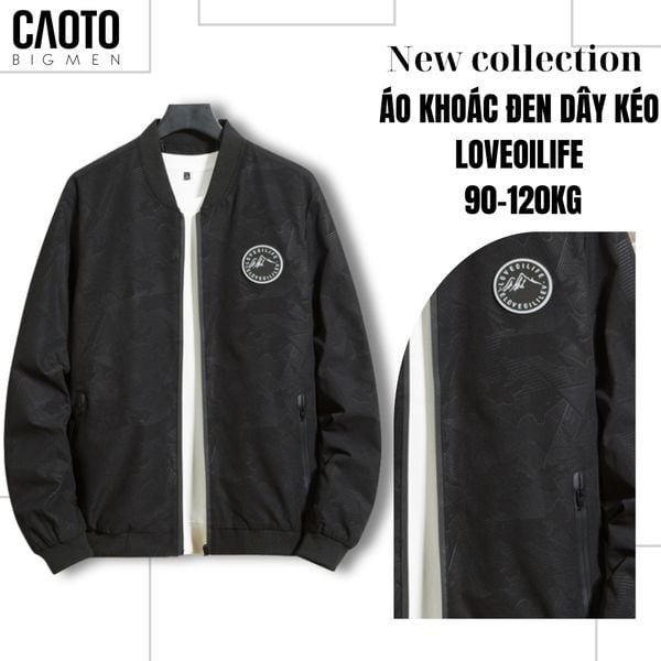  Áo Khoác Đen Dây Kéo LOVEOILIFE Bigsize 