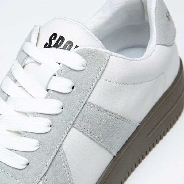 Giày sneaker nam big size Classic Fit White phối trắng – xám thanh lịch.