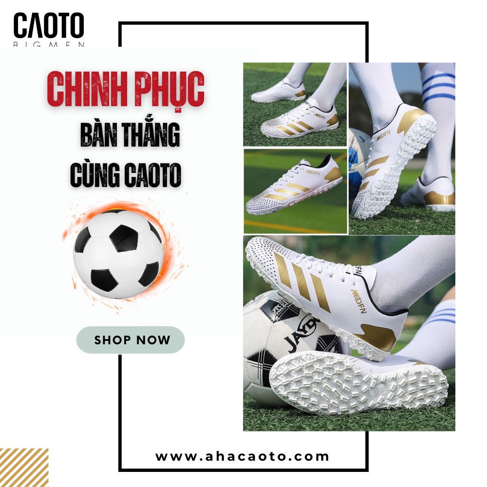  Giày Đá Banh Sân Cỏ Futsal MIDFN Màu Trắng Vàng Big Size 