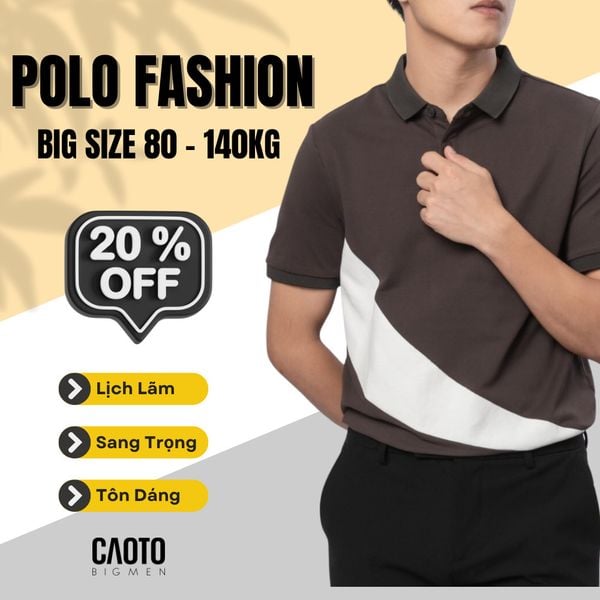  Áo Polo Thời Trang Sang Trọng Màu Nâu Big Size 80-140KG 