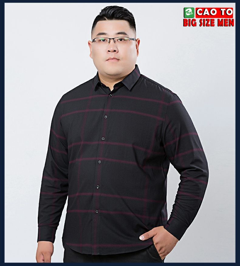  Áo Sơ Mi Caro Đen Cao Cấp Big Size 2XL 3XL 4XL 5XL 6XL 7XL 