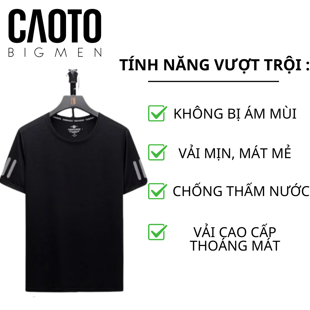  Áo Thun Cổ Tròn Villa Nitto Đen Vải Mịn Big Size 80kg - 120kg 