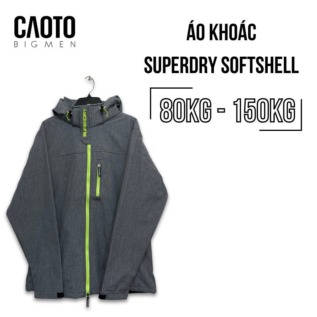  Áo Khoác SuperDry Windtrekker Xám Xước Size Lớn XXXL 