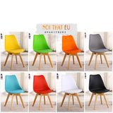 Ghế Eames mặt đệm chân gỗ - ghế cafe