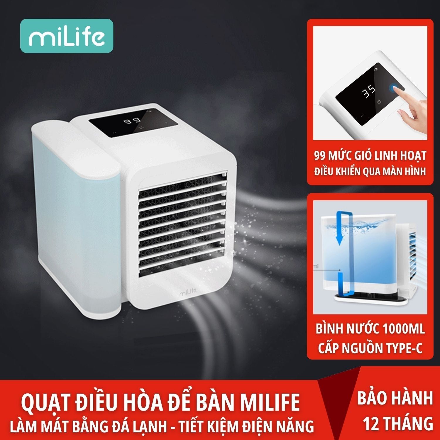 Quạt điều hòa để bàn mini miLife E15