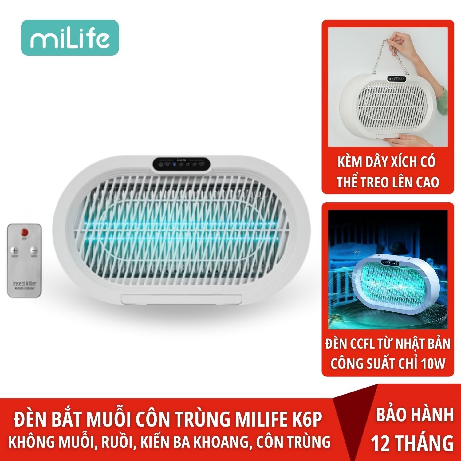 Đèn bắt muỗi côn trùng miLife K6P