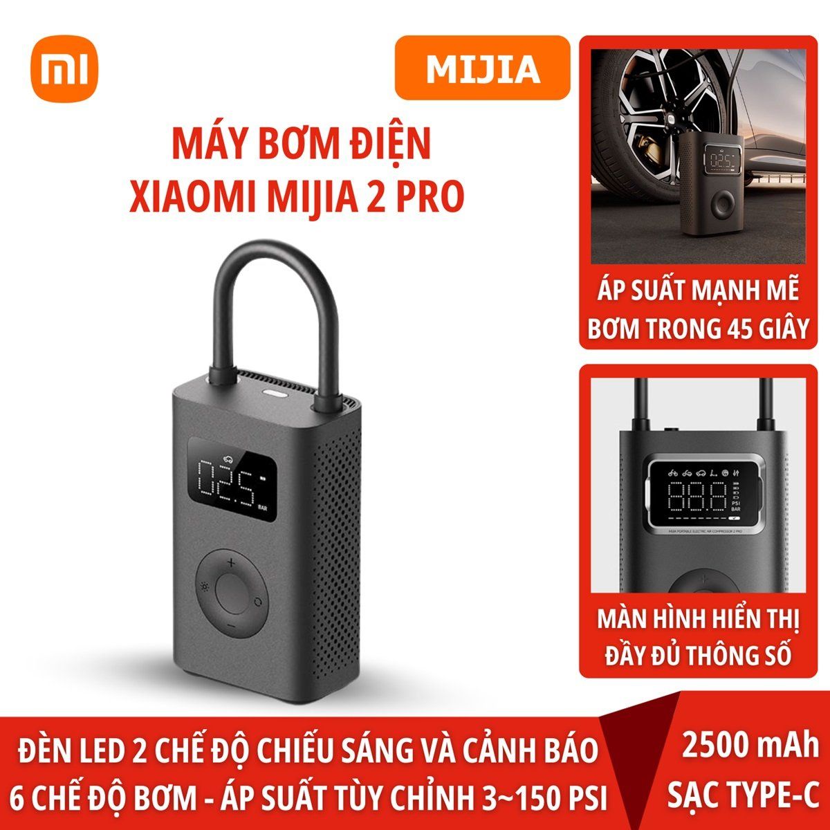 Bơm xe hơi đa năng Xiaomi 2 Pro