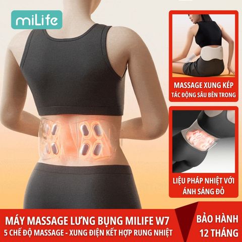  Máy massage lưng bụng miLife W7 EMS bấm huyệt nén nóng 