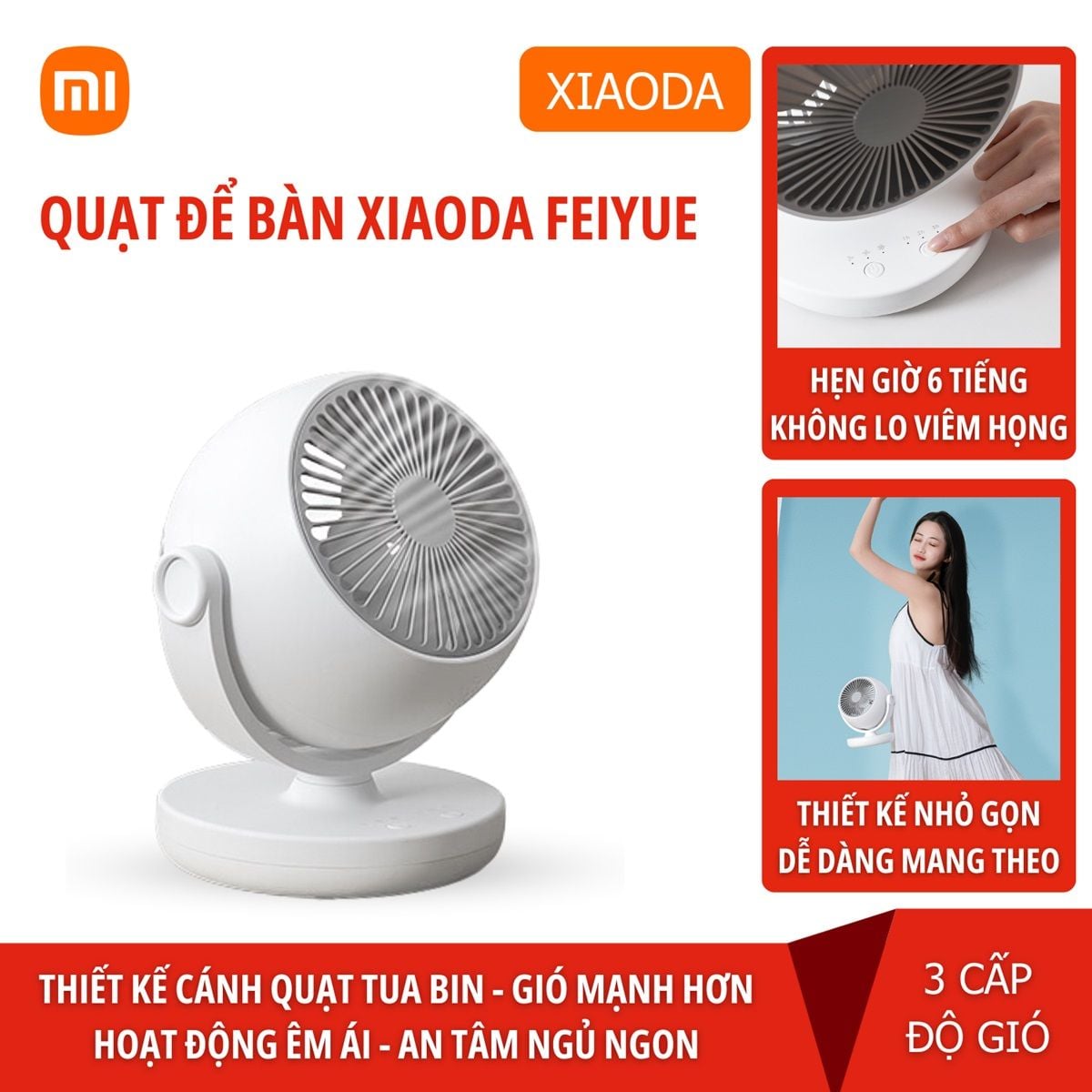 Quạt mini tuần hoàn để bàn Xiaoda XD-ZMXHS01