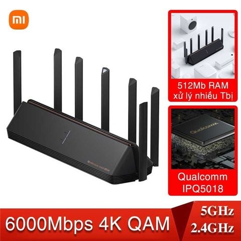  Bộ phát WiFi Xiaomi Mi Router AX6000, hỗ trợ mesh, WiFi 6, 4K QAM 