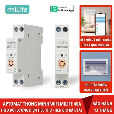  Aptomat CB thông minh Wifi miLife 40A app mihome 