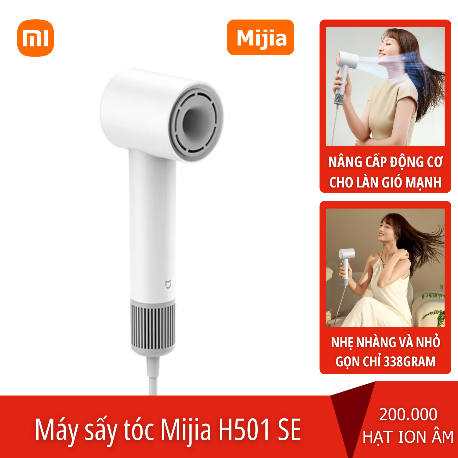 Máy sấy tóc Xiaomi Mijia H501SE tạo ion âm - 8 chế độ sấy