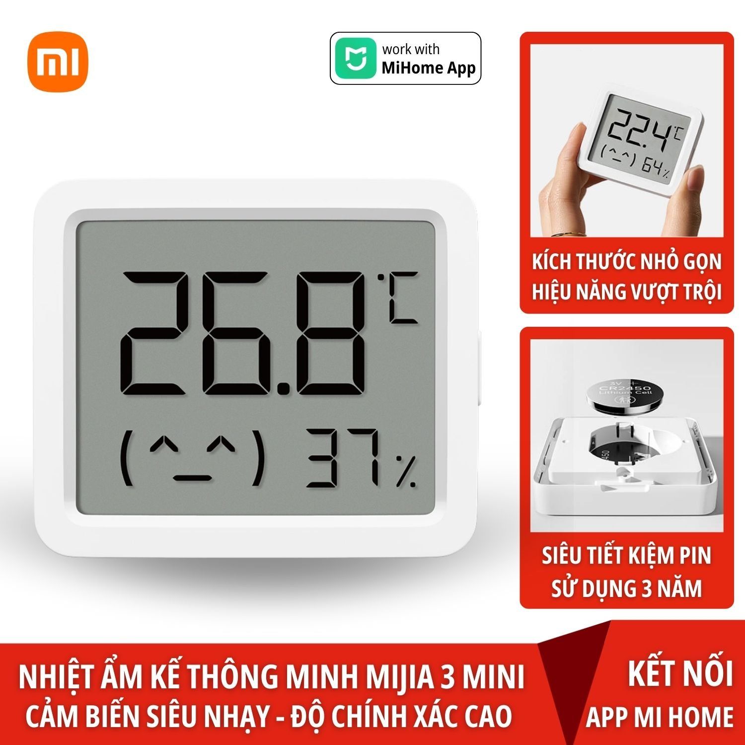 Nhiệt ẩm kế thông minh Xiaomi Mijia 3 mini MJWSD06MMC