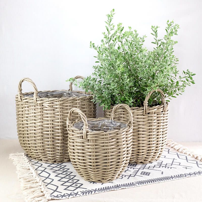 Giỏ nhựa giả mây Catleza (004) - Vàng nhạt