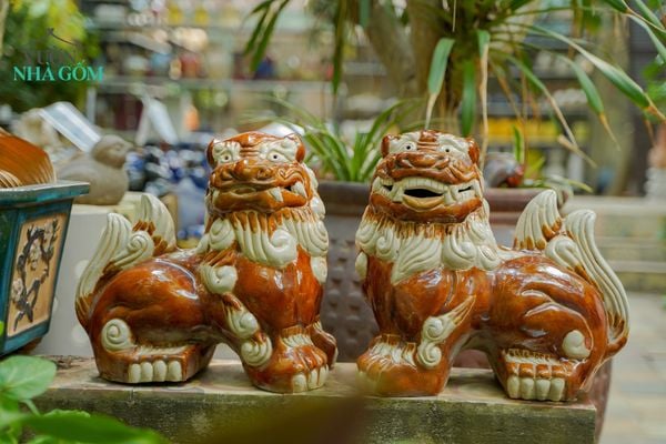  Kỳ Lân nâu, Gốm Nam Bộ, C35xD35 cm - SP001660 