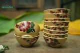  Chén cơm vẽ tay họa tiết hoa nâu, chén bát Lái Thiêu, R12xC5,5cm-07080bi061 
