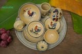  Tô tượng vẽ tay họa tiết con gà, chén bát Lái Thiêu, C7xR20 cm-  SP001918 