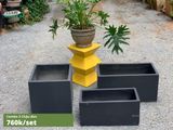  Bộ 3 Chậu xi măng chữ nhật vuông đen, D63xR33xC32 cm -SP000882 