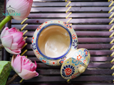 Hũ gốm chấm khắc bách hoa thủ công men màu số 2, gốm Thủ Biên Nam bộ, C9xR8cm-SP000454 