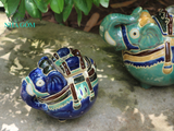  Voi kẹo nhỏ ú khỏe ú xinh trổ bông bách hoa, gốm mỹ nghệ Nam Bộ, C15 x D16 cm-  0201k2o072 