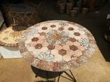  Mosaic cổ điển, bàn ghép gốm tròn, họa tiết bông sáng, R60cm- SP000610 