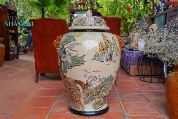  Chóe Tùng Hạc Diên Niên, gốm thủ công mỹ nghệ Nam Bộ, H85cm-SP000983 
