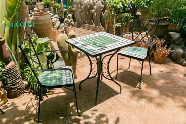  Mosaic hiện đại, ghế ghép gốm mặt xanh lá, 46 x 58 x 92cm-08251ge124 
