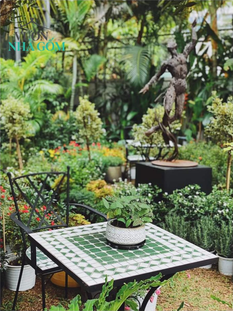  Mosaic hiện đại, ghế ghép gốm mặt xanh lá, 46 x 58 x 92cm-08251ge124 