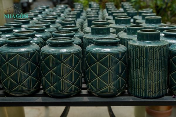  , Bình trụ hình thoi xanh lá C19xR14xM9 (Cái) - SP001666 