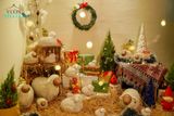  Cừu nằm trắng mini, gốm trang trí Noel và sân vườn, D11xC9 (cm)- 0401c5u011 