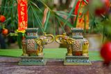  Đôn voi Thủ Biên để bàn vòi lên, quà tặng gốm cao cấp, Gốm Thủ Biên, Cao 20 x Dài 19cm-SP002148 